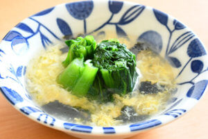小松菜ののりたまごスープかけ
